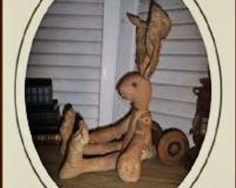 Primitive Bunny Shelf Sitter folk art Jointed Doll Spring critter wired ears PDF PATTERN