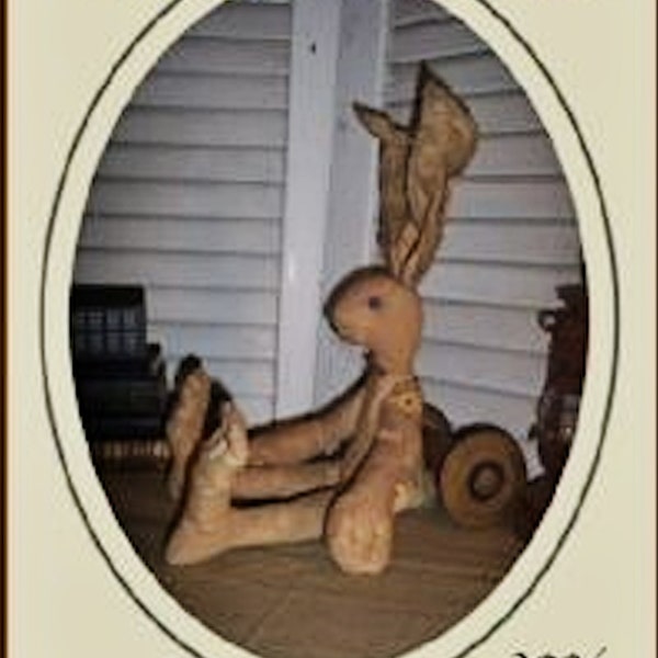Primitive Bunny Shelf Sitter folk art Jointed Doll Spring critter wired ears PDF PATTERN