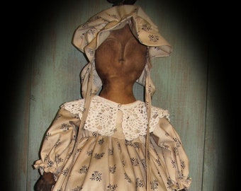 PAPER PATTERN Primitive Early Bag Doll Rebecca Bonnet