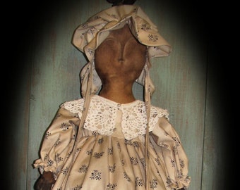 PAPER PATTERN Primitive Early Bag Doll Rebecca Bonnet PATTERN