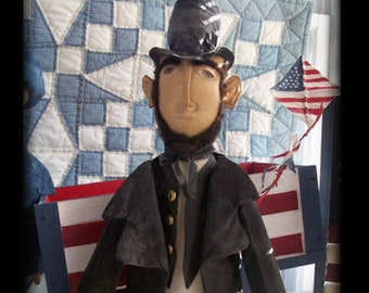 Abraham Lincoln abe Make Do Doll Hut Mantel Weste Primitive MUSTER