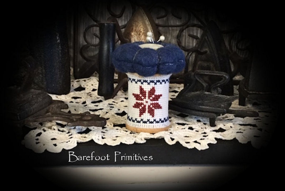 Wood Bobbin Cross Stitch Wool Pin Keep Cushion Pins Star Etsy