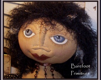 PATTERN PDF Primitive sculpted Doll Pumpkin Shaker Eudora Fall halloween