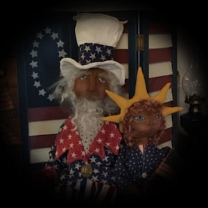 Uncle Sam Liberty doll Sitter Americana Flag Patriotic Pinwheel summer digital ePATTERN