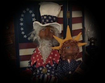 Uncle Sam Liberty doll Sitter Americana Flag Patriotic Pinwheel summer digital ePATTERN