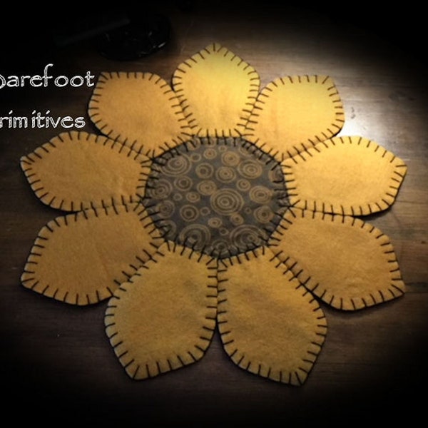 Sunflower Penny Rug wool flannel Digital PATTERN