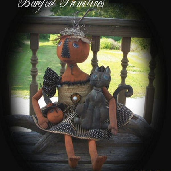 Pumpkin Doll Primitive Cat Pumpkin Fall Halloween Lucy Boo digital ePATTERN