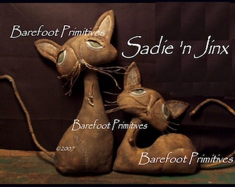 Primitive Cats Sadie Jinx stomp kitty volkskunst poppenoppas PDF ePATTERN