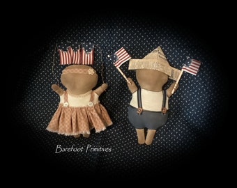 Patriotic Americana Primitive Dolls Flags hat Chubsters