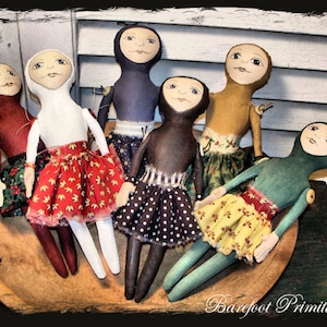 Primitive Doll Ornies ornament hanging PDF PATTERN