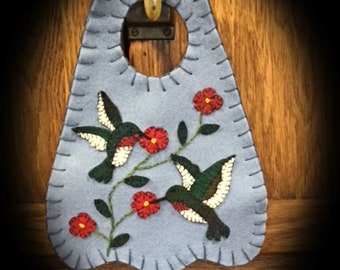 Hummingbird Flower Penny Rug applique Door Hanger bird ePATTERN