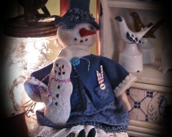 Snow girl Comfort Joy Punch Needle Snowman ornament sitter Doll Hat Digital ePATTERN