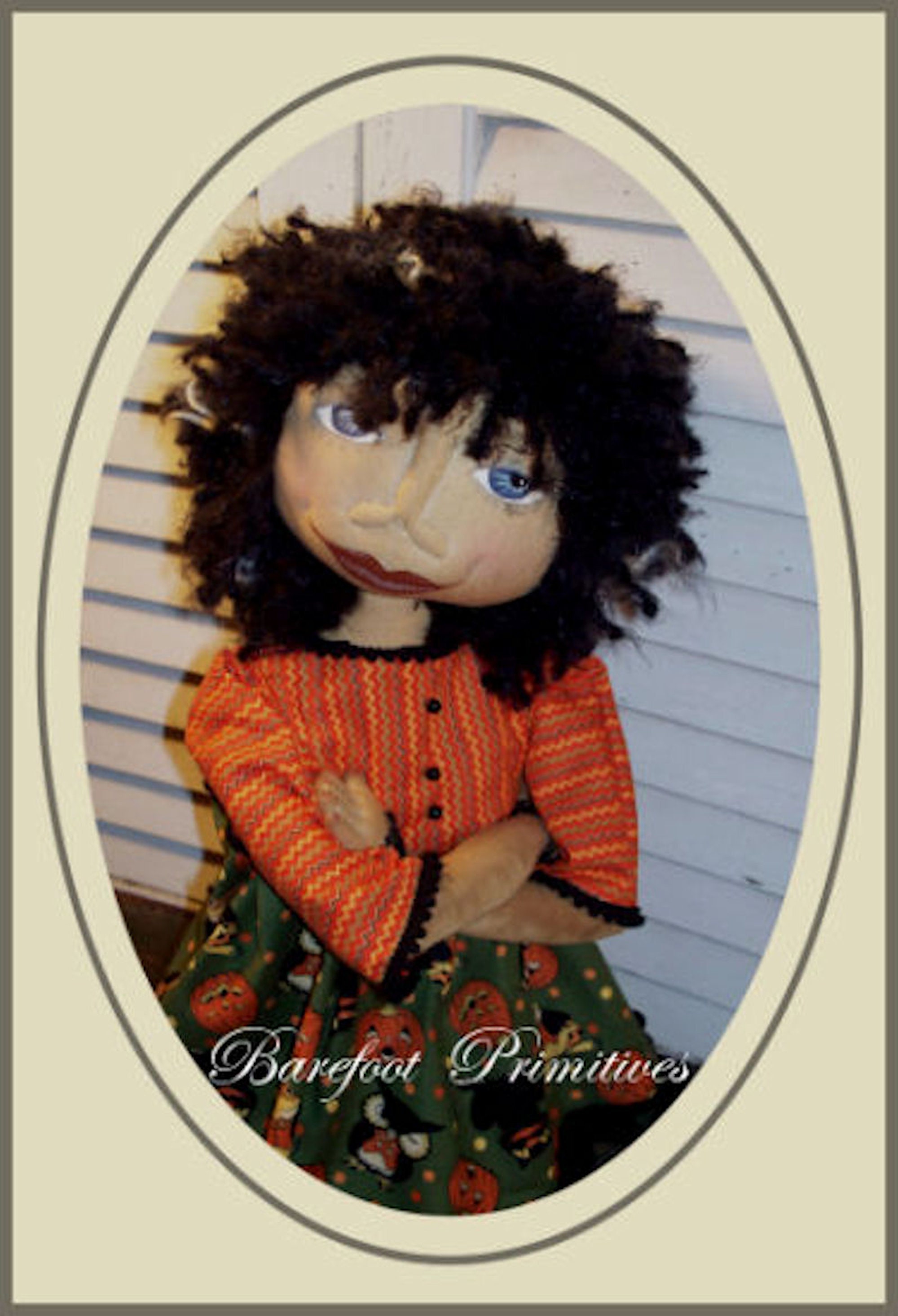 Primitive Doll Owl Frog Make Do stump Needle Sculpted Esannah  ePATTERN