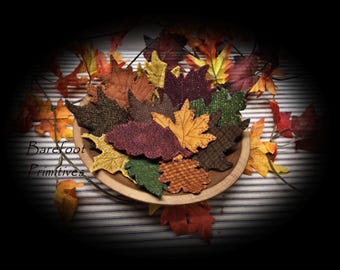 Fall Leaves ornaments Bowl Fillers wool, flannel, Mailed PATTERN