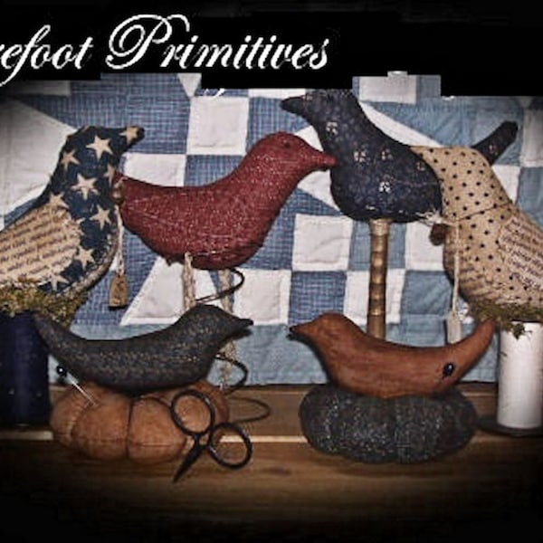 Birds of a Feather primitive Pin Cushion, ornament make do Nodder digital PDF PATTERN