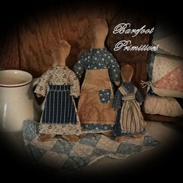 Primitive Sisters faceless Early Doll Apron 3 sizes PATTERN