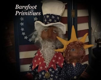 Uncle Sam Liberty doll Sitter Americana Flag Patriotic Pinwheel summer digital ePATTERN