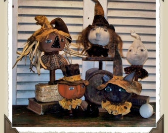 Halloween Jinglers Cat Pumpkin Ghost Witch Scarecrow Nodders Make do Fall ePATTERN