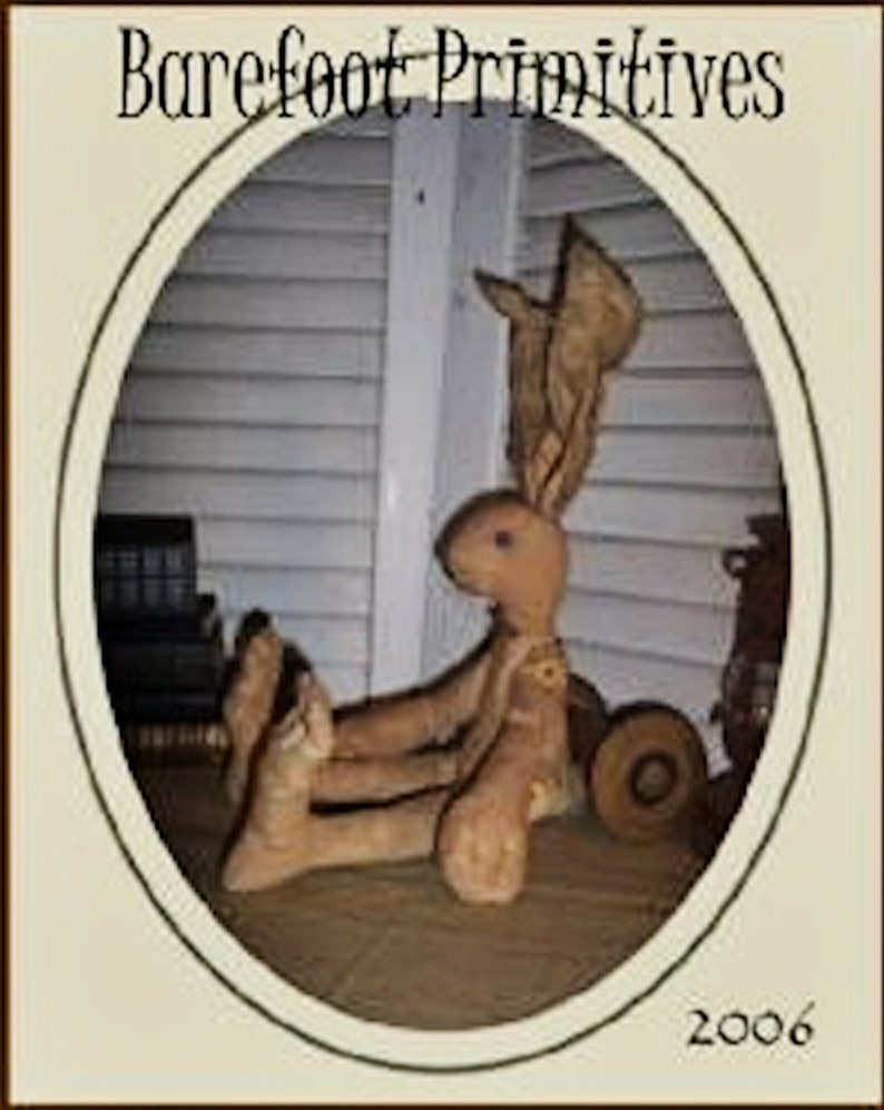 Primitive Bunny Shelf Sitter Folk Art Jointed Doll Spring Critter Wired ...