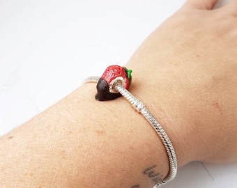 Chocolate Dipped Strawberry Bead Charm