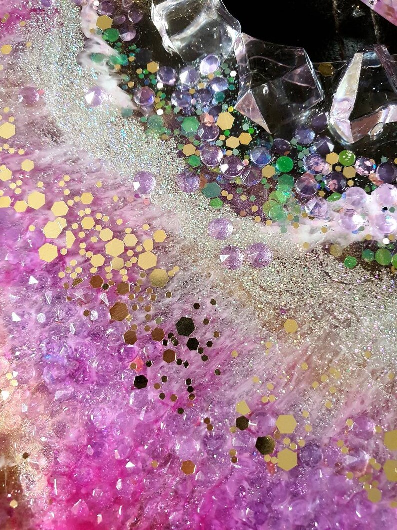 Purple Resin Geode Wall Art Etsy