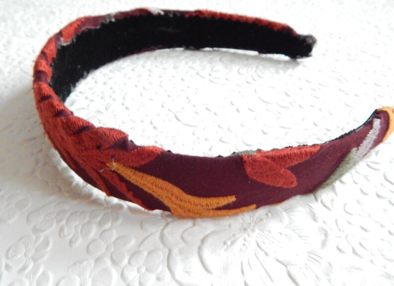 RUST embroidered headbands, curly hair accessory, wide and thin headbands for women leaf