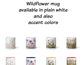 Wildflower floral mug, Nature mug, Gift for coffee tea lover, Plant lover gift