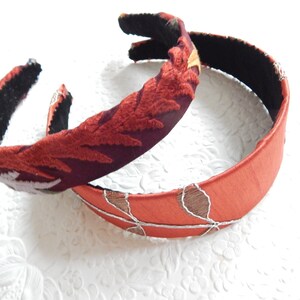 RUST embroidered headbands, curly hair accessory, wide and thin headbands for women image 2