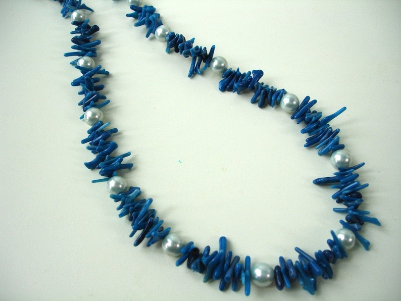 Blue coral and freshwater pearls image 1