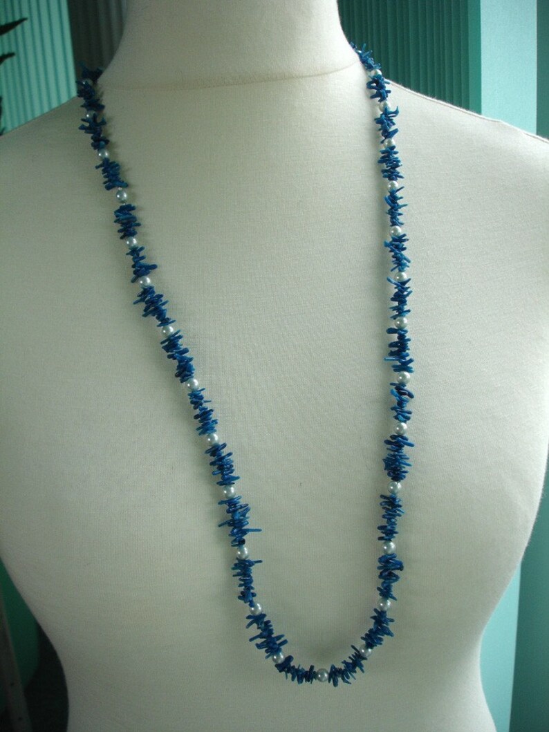 Blue coral and freshwater pearls image 5