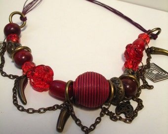 Mixed Media Red Necklace