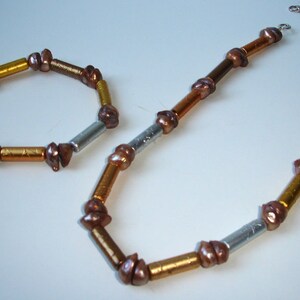 Golden and silver glass beads and freshwater pearls image 2