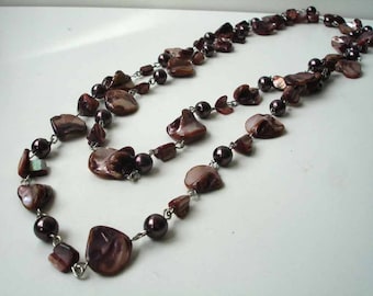 Mother of pearl necklace xl in brown