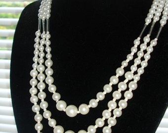 Multistrand faux pearl necklace