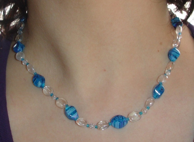 Blue glass and millefiori