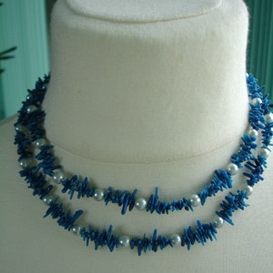 Blue coral and freshwater pearls image 4