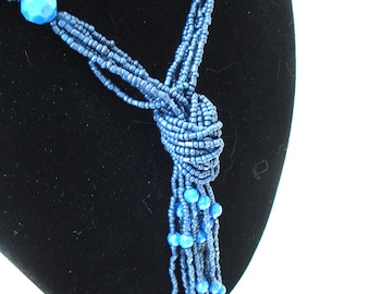 Blue multistrand beaded necklace