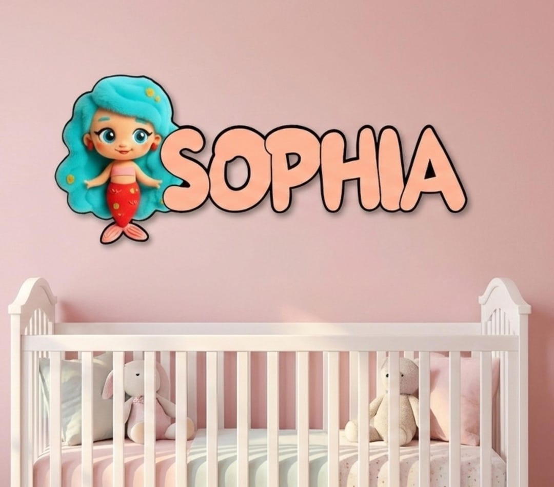 Personalized Mermaid Name Wall Decal or Wooden Name Sign, Custom ...