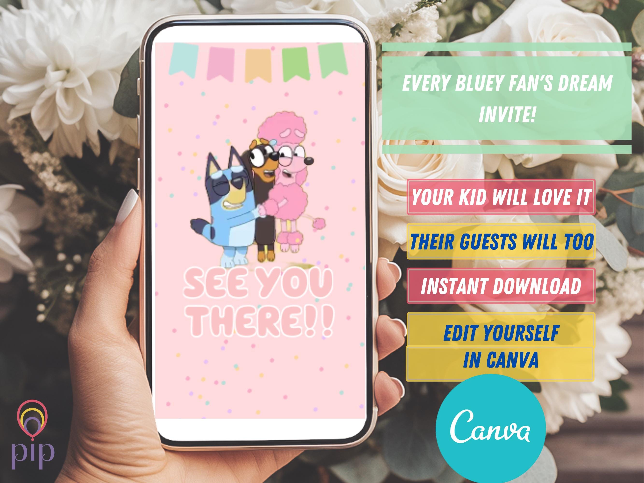 Blue Dog Invitation Template - Girls