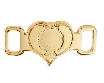 Heart Crown Shoelace Charm in Polished and Pebbled Gold