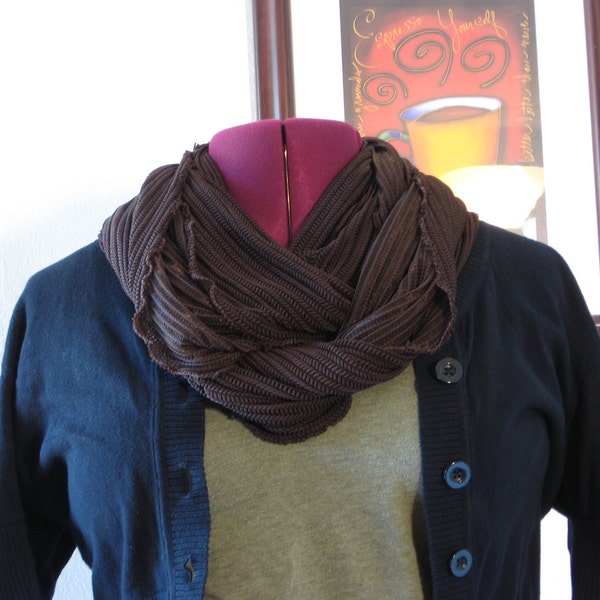 Infinity scarf herringbone brown winter fashion
