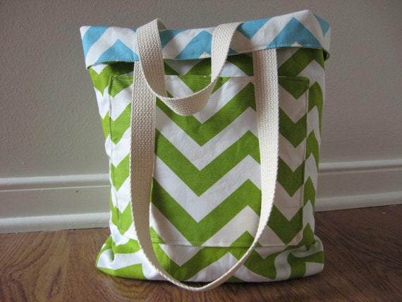 Download Items similar to Small Teacher Tote, REVERSIBLE Chevron ...