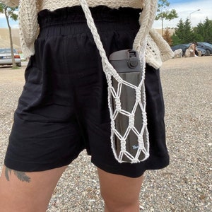 Macrame Water Bottle Holder, Boho Crossbody Strap, Tumbler Carrier, Handmade Drink Bottle Holder, Best Gift for Her or Girlfriend