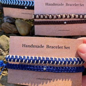 Surfer Bracelet Set for Men, Men&#39;s Handmade Boho Summer Festival Jewelry, Macrame Bracelet, Valentines Day Gift, Gift for him, Birthday Gift