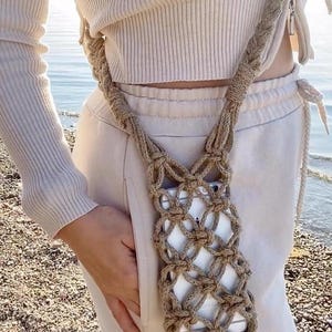 Handmade Macrame Cell Phone Bag: Boho Crossbody iPhone Pouch