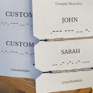Custom Name Morse Code Bracelet, Couples Bracelet SET of 2, Personalized Morse Code Jewelry, Matching Hidden Message Friendship Bracelets
