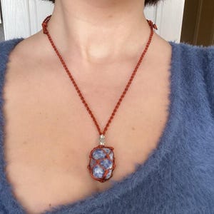 Crystal Cage Macrame Necklace Holder, Interchangeable Empty Pouch, Adjustable Net Cord for Stones, Woven Necklace, Gift for Her