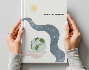 Aesthetic Hardcover Journal, Gratitude, Travel Theme, 150 Lined Pages