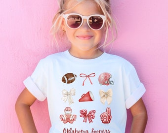 OU Kid's Shirt, Coquette Oklahoma Football, Comfort Colors