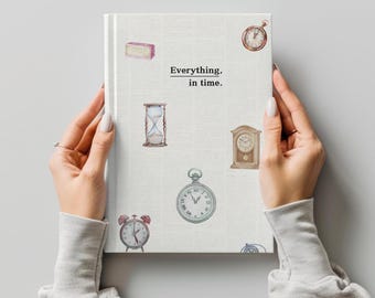 Aesthetic Hardcover Journal, Time Design, 150 Lined Pages